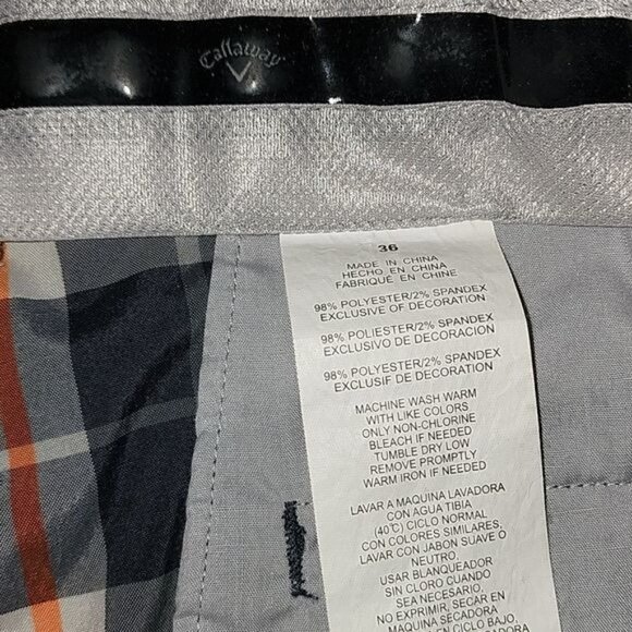 Callaway Golf Embroidered Logo Plaid Flat Front‎ Athletic Sz 36 Shorts w Pockets - Picture 7 of 10